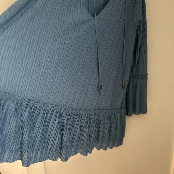 Free People Slate Blue Pleated Mini Dress - Picture 7 of 15